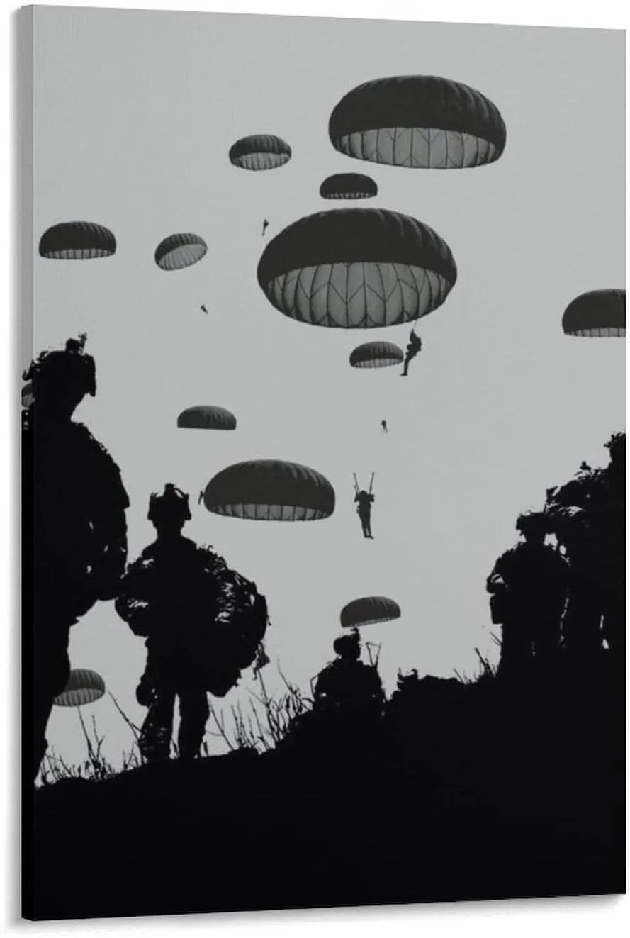 TYWSDBV US Army Airborne Paratroopers Poster 1 Canvas Painting Wall Art Poster for Bedroom Living Room Decor 24x36inch(60x90cm) Frame-style