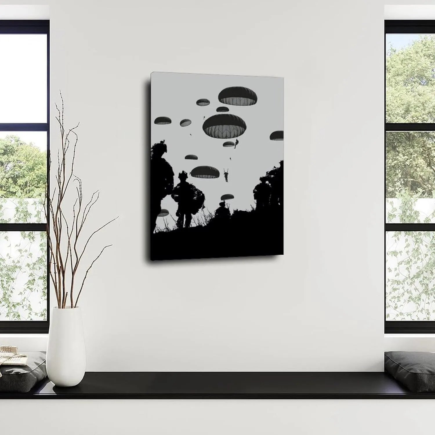 TYWSDBV US Army Airborne Paratroopers Poster 1 Canvas Painting Wall Art Poster for Bedroom Living Room Decor 24x36inch(60x90cm) Frame-style