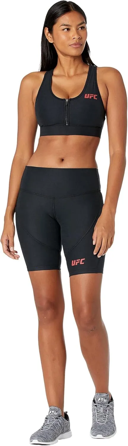 UFC Core Zip Front Sports Bra for Women – Scoop Neckline – Racerback Design – Blended Polyester