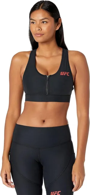 UFC Core Zip Front Sports Bra for Women – Scoop Neckline – Racerback Design – Blended Polyester