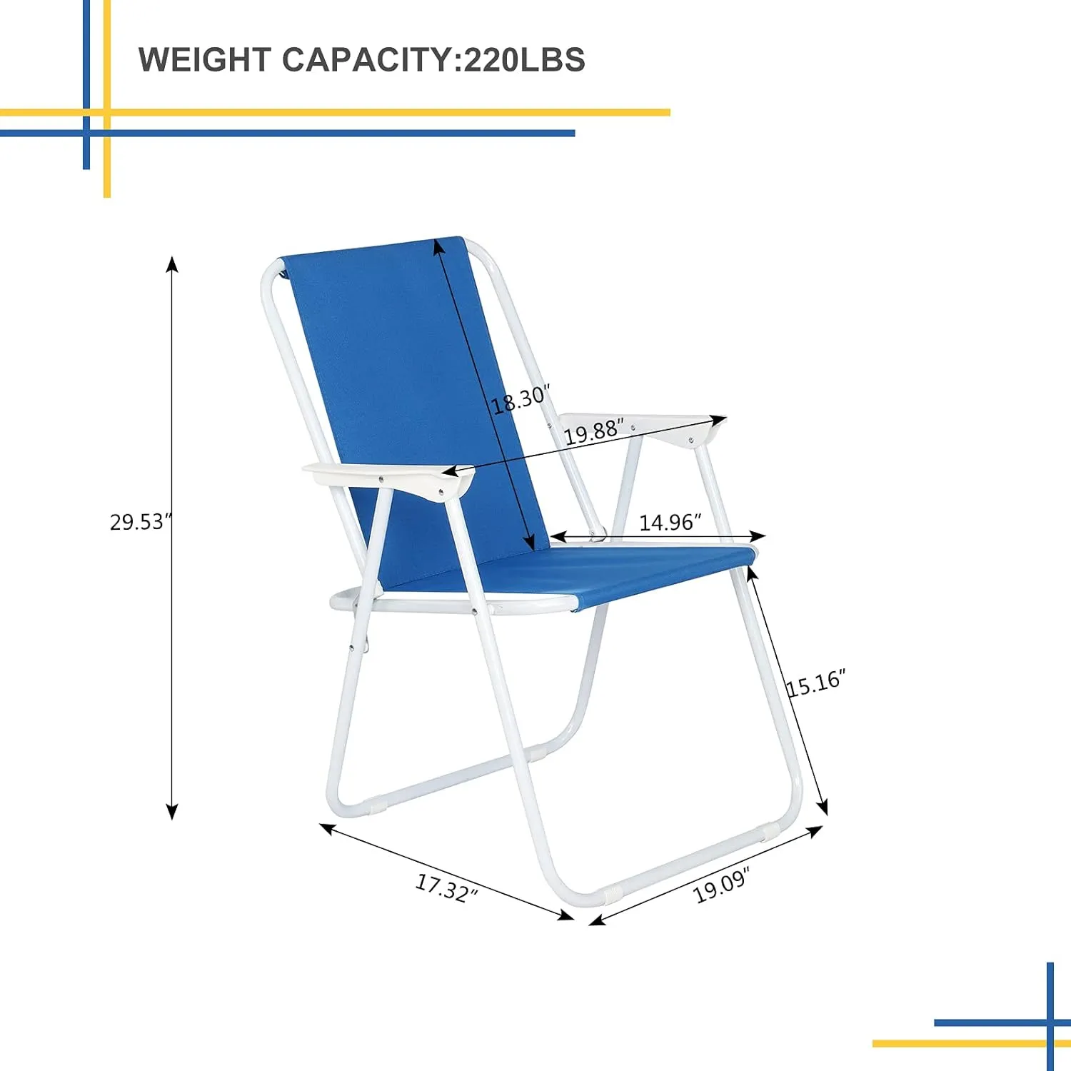 Ultra-Lightweight Beach Chair for Adults, 600D Polyester Folding Camping Chair, Backpack Portable Compact Design for Outdoor, Backyard, Fishing, Picnic, Sand, Blue, 20.47 * 21.46 * 29.72 in