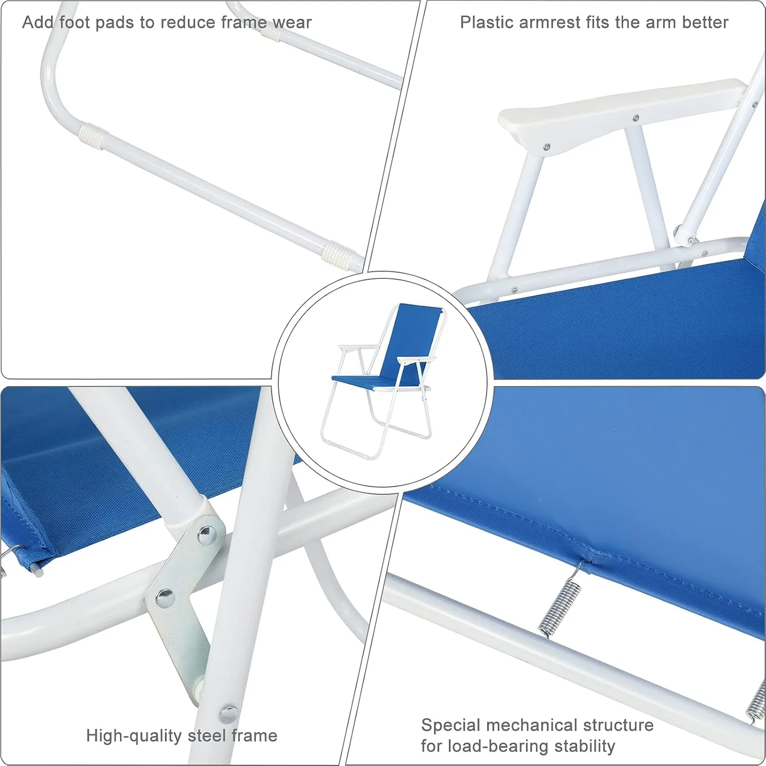 Ultra-Lightweight Beach Chair for Adults, 600D Polyester Folding Camping Chair, Backpack Portable Compact Design for Outdoor, Backyard, Fishing, Picnic, Sand, Blue, 20.47 * 21.46 * 29.72 in
