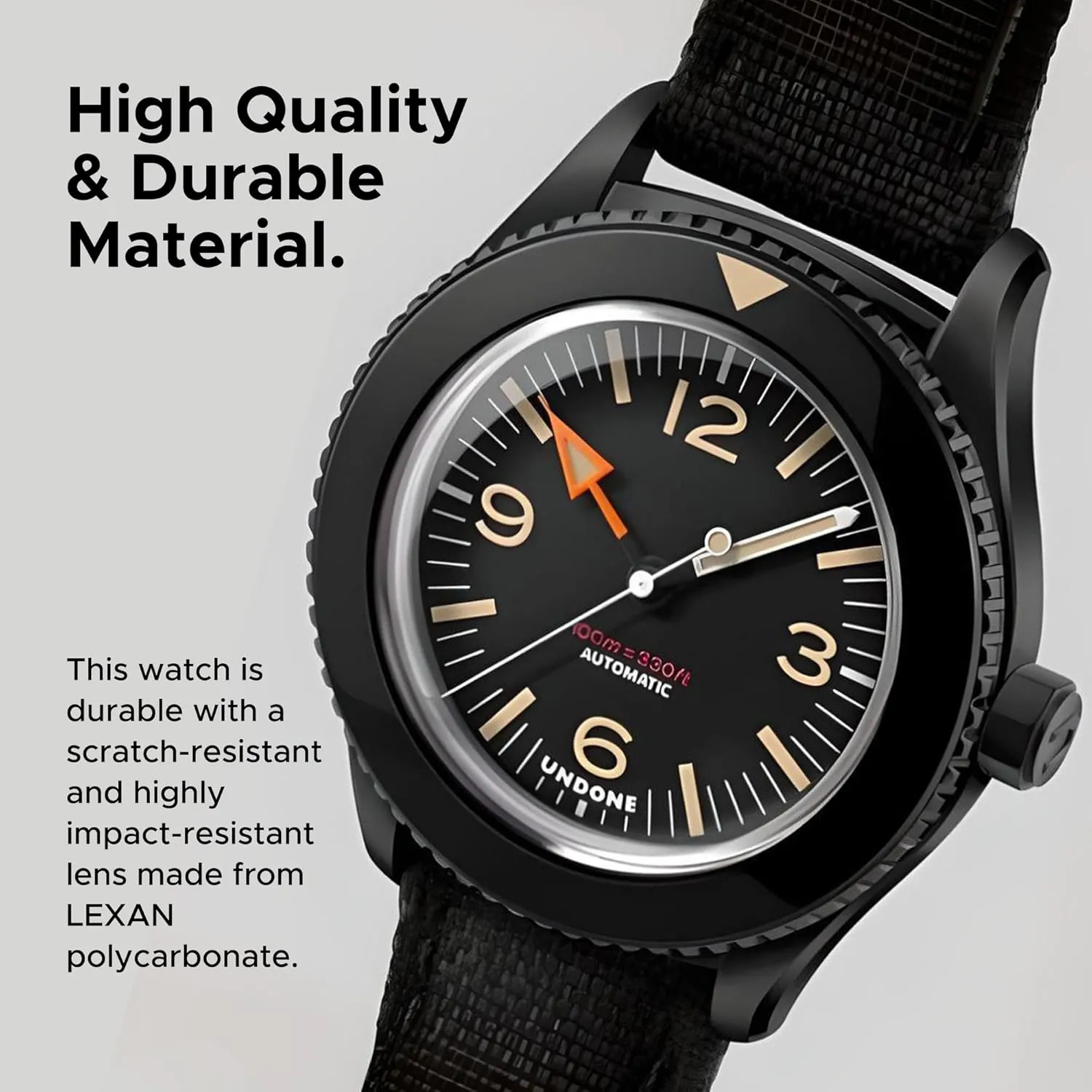 UNDONE Basecamp Classic ANC Cali Designs, 40mm Case Size, 100M Water Resistance Men's Automatic Wrist Watch, Leather/Nylon/Fabric