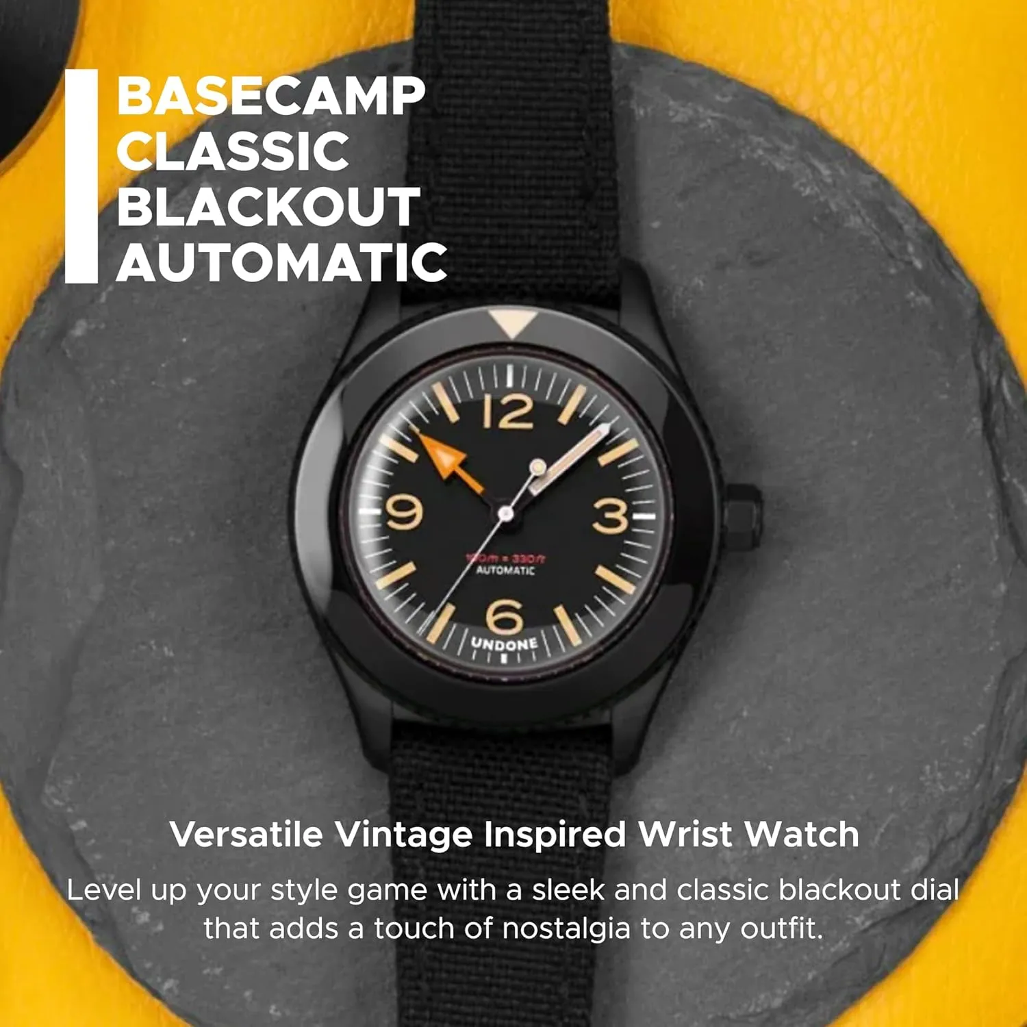 UNDONE Basecamp Classic ANC Cali Designs, 40mm Case Size, 100M Water Resistance Men's Automatic Wrist Watch, Leather/Nylon/Fabric