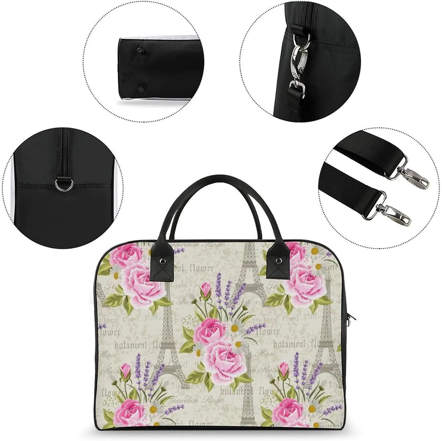 Unisex Crossbody Nylon Heart Shapes Vintage Handbag for Travel 13" X 19" X 8"