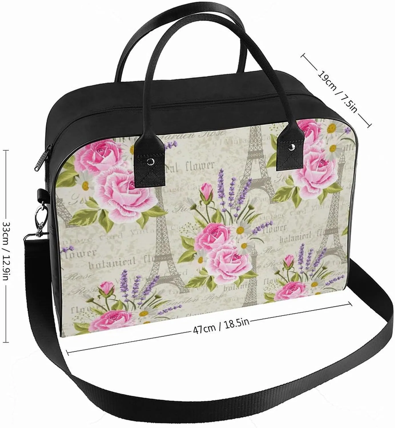 Unisex Crossbody Nylon Heart Shapes Vintage Handbag for Travel 13" X 19" X 8"
