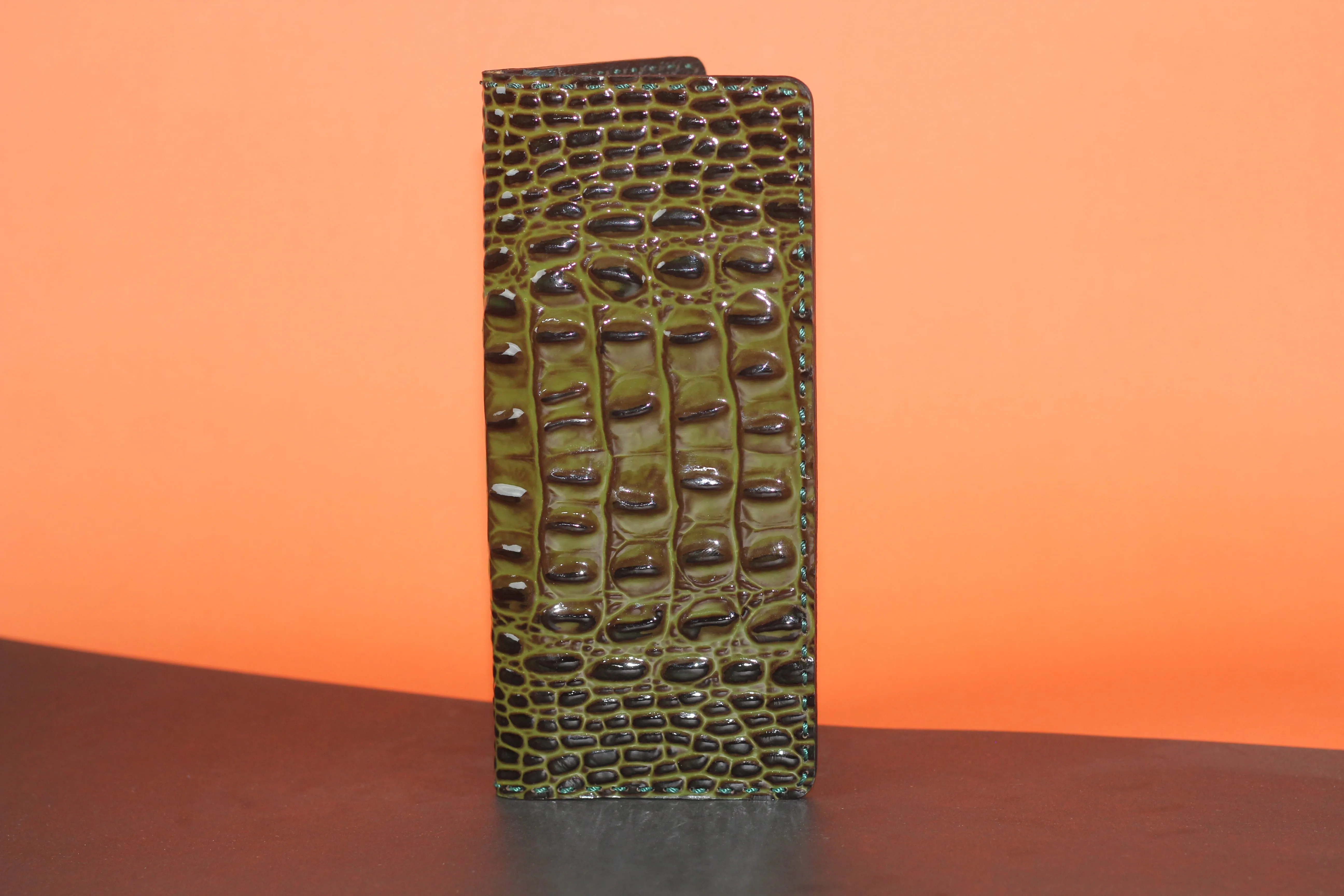 Unisex Genuine Leather Wallet With High-Glossed Maroon Crocodile Textured Finish | Exotic Bifold Passport Wallet