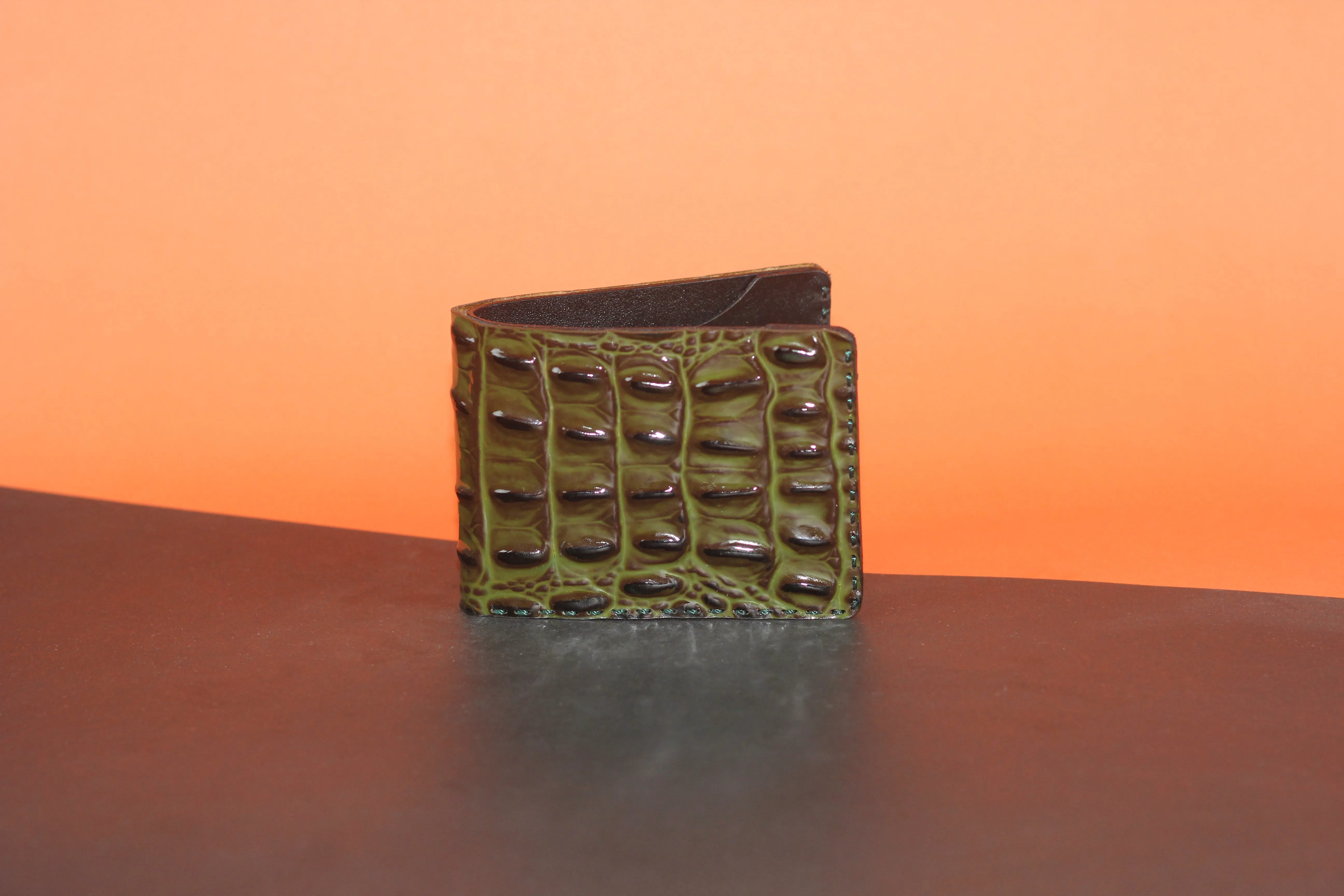 Unisex Genuine Leather Wallet With High-Glossed Maroon Crocodile Textured Finish | Exotic Bifold Passport Wallet