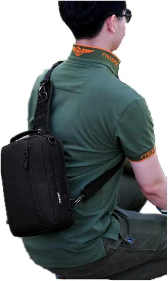 UNISTRENGH Tactical Military Sling Bag Chest Pack Molle Daypack Backpack Casual Shoulder Bag Crossbody Duty Gear (Dark black)