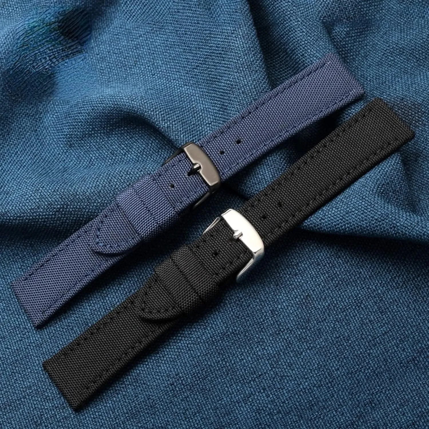 Universal Strap,18-24mm Nylon Genuine Leather Splicing Waterproof Watchband Bracelet Sweat Absort Watch Strap Replacement for Dial Quartz Watch(Black Gold Clasp,24mm)