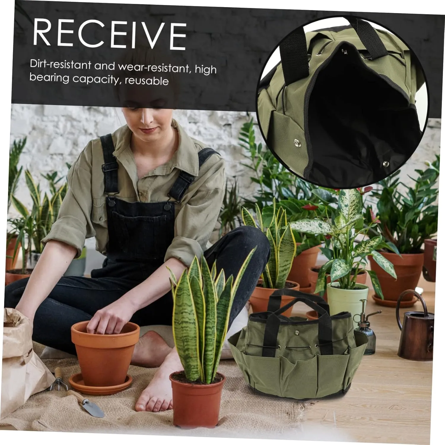 Uonlytech Garden Buggy Bag Garden Tools Bag Garden Tool Organizer Gardening Supplies Tote Bag for Garden