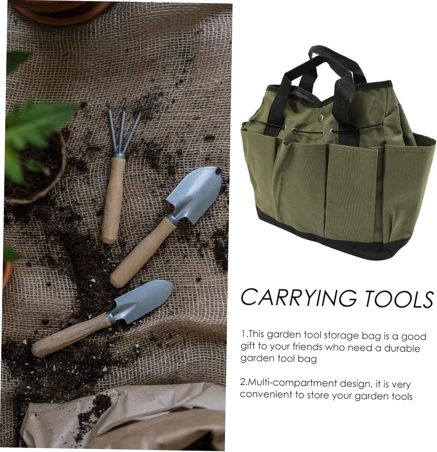 Uonlytech Garden Buggy Bag Garden Tools Bag Garden Tool Organizer Gardening Supplies Tote Bag for Garden
