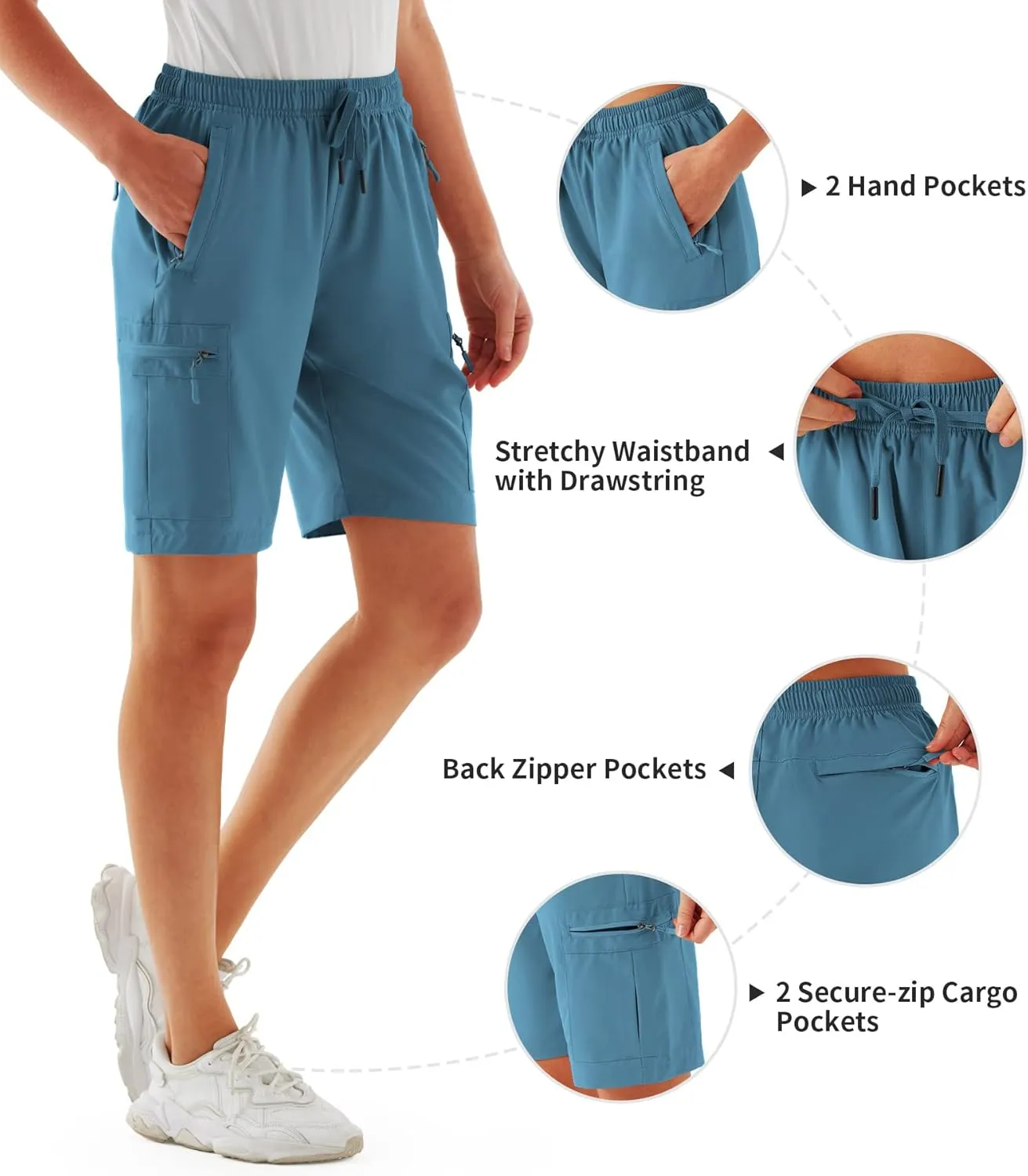 URBEST Women's Hiking Cargo Shorts Quick Dry Lightweight Summer Shorts for Women Outdoor Travel Golf Active