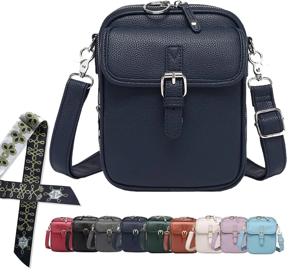 Urvashi Crossbody Leather Bag for Women, Vegan Anti Theft Side Purse Shoulder, Retro Soft Handbags with Built In Wallet
