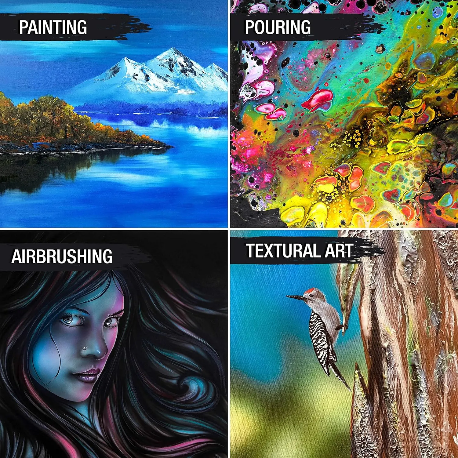 U.S. Art Supply Large Stretched Canvas for Painting 18x36 inch Gallery Depth 1-1/2" Thick, 2-Pack - 12oz Acrylic Gesso Triple Primed, Professional Artist Quality, 100% Cotton - Oil, Pouring Paint