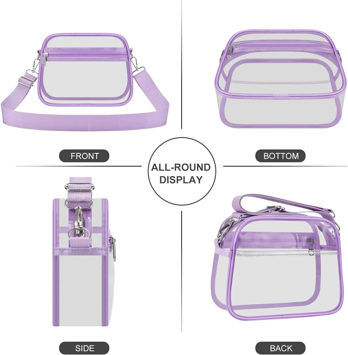 USPECLARE Clear Bag for Stadium Events Clear Purse for Women and Men for Sports Events Concerts Festivals