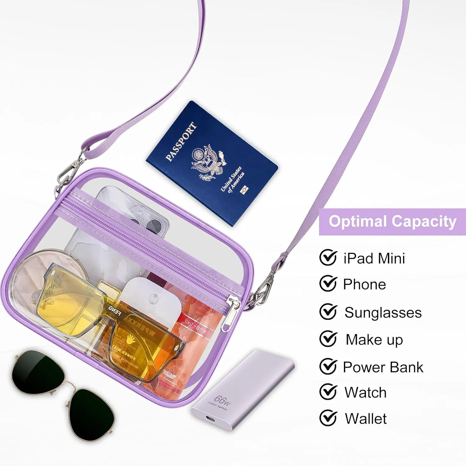 USPECLARE Clear Bag for Stadium Events Clear Purse for Women and Men for Sports Events Concerts Festivals
