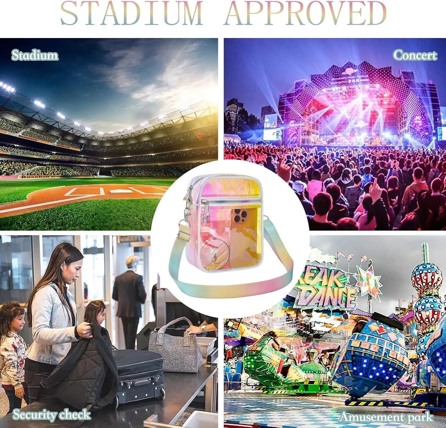 USPECLARE Clear Purse Stadium Approved CrossBody Bag for Men and Women