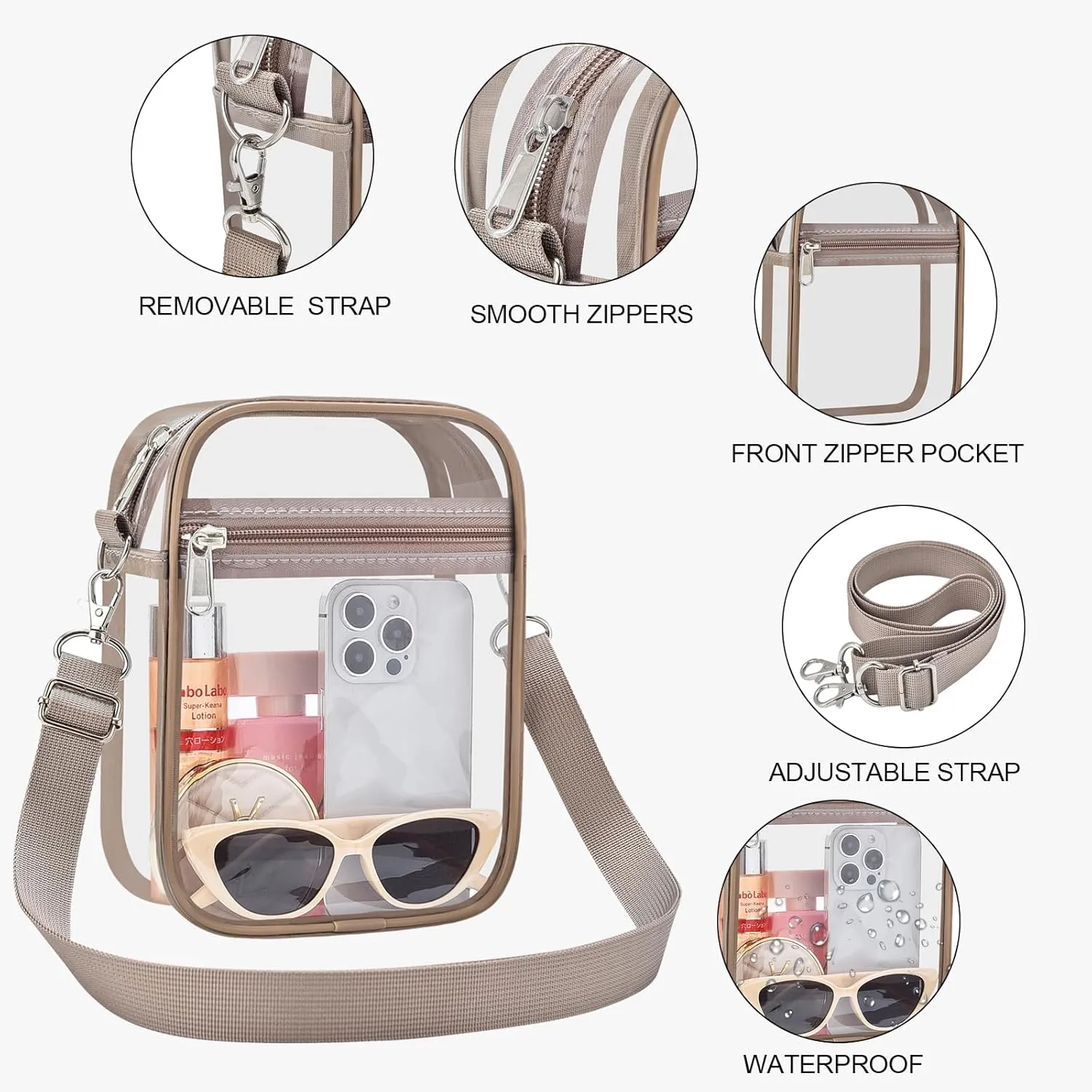 USPECLARE Clear Purse Stadium Approved CrossBody Bag for Men and Women