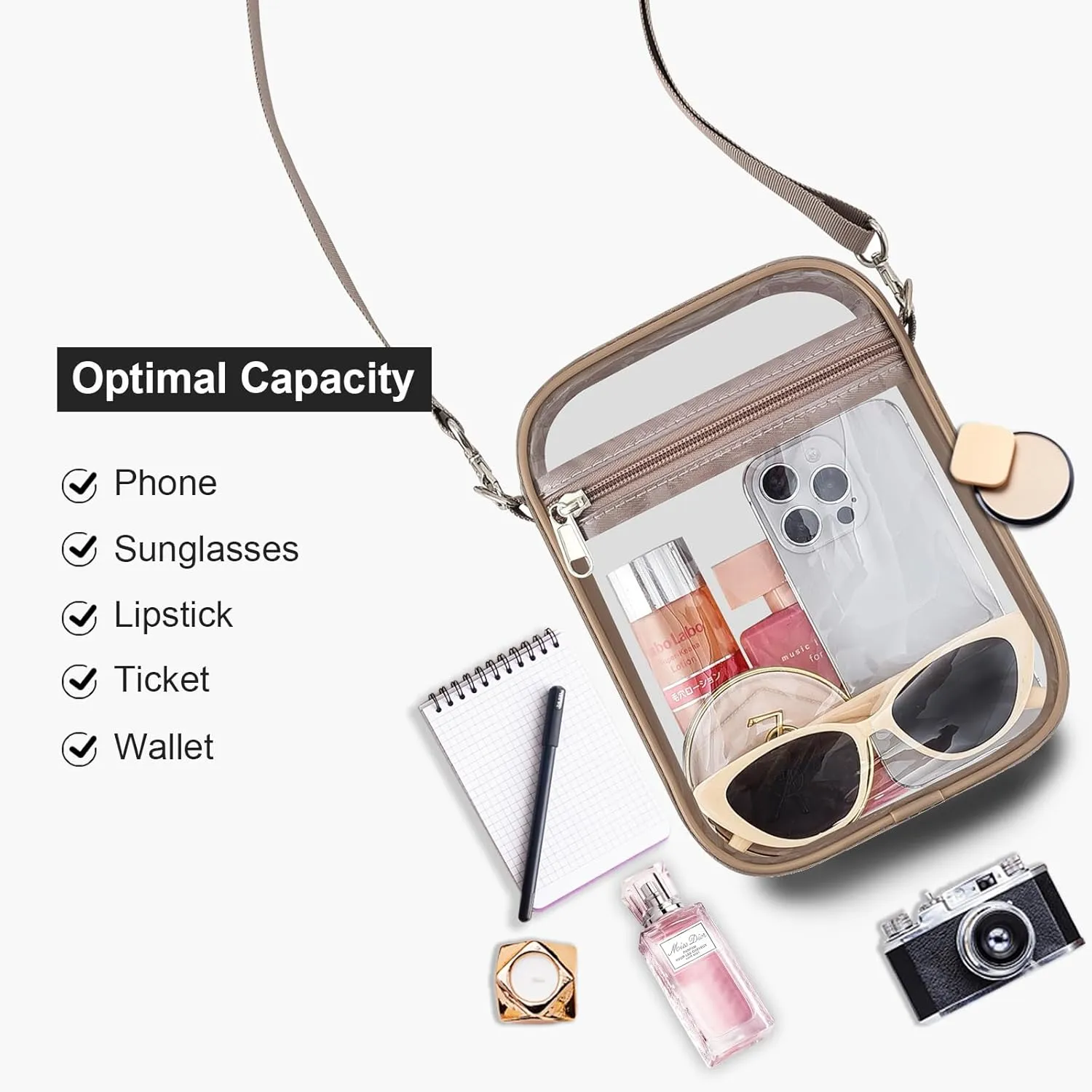 USPECLARE Clear Purse Stadium Approved CrossBody Bag for Men and Women