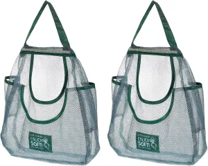 uxcell 2Pcs Hanging Mesh Storage Bag, Breathable Shopping Handbag, Reusable Produce Bag for Kitchen Fruit, Vegetable, 34x30cm (Green)