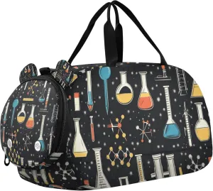 Various Chemical Apparatus Sports Duffle Bag for Kids Girls Boys, Gym Bag with Shoe Compartments, Kids Travel Overnight Weekender Shoulder Bag