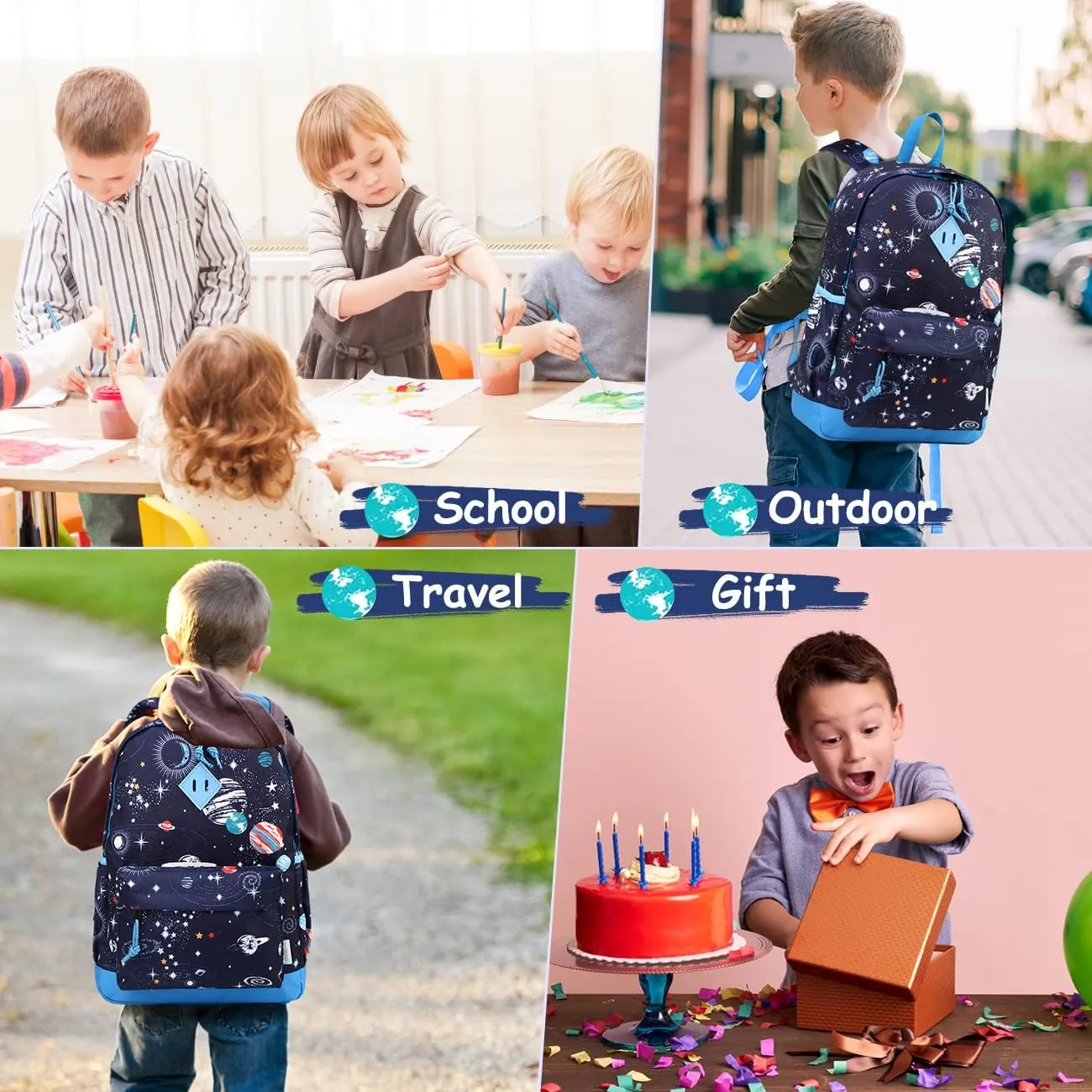 VASCHY Toddler Backpacks Kids, Lightweight Water Resistant Preschool Backpack for Children Boys and Girls w Chest Strap