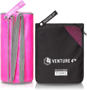 VENTURE 4TH Quick Dry Travel Towel - Fast Drying Ultra Soft Microfiber Towels - Essential for Camping, Backpacking, Yoga, Swimming, Gym, Sports and Beach - 3 Compact Sizes