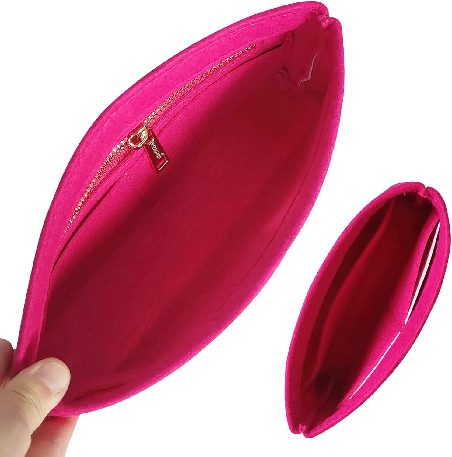 Vercord Felt Purse Organizer Insert Pochette Handbag Insert Bag in Bag for Multi Pochette Accessories Add Zipper Pocket Rose