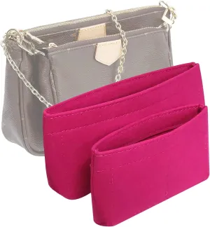 Vercord Felt Purse Organizer Insert Pochette Handbag Insert Bag in Bag for Multi Pochette Accessories Add Zipper Pocket Rose
