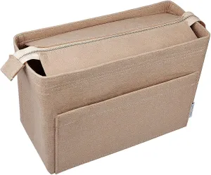 Vercord Felt Zipper Handbag Tote Purse Duffel Backpack Organizer Insert Beige Small