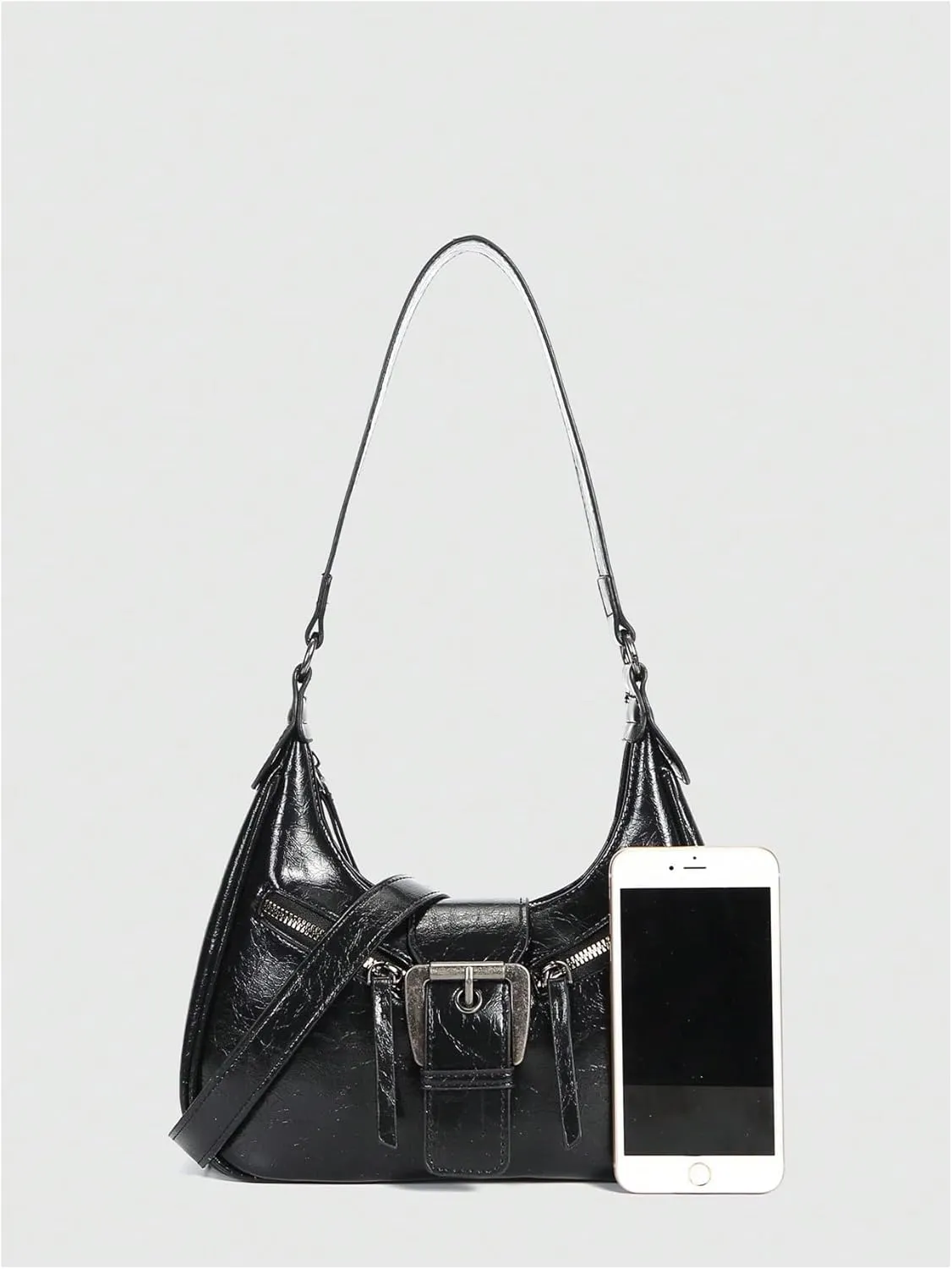 Verdusa Women's Hobo PU Leather Clutch Shoulder Bags Buckle Zipper Vintage Handbags