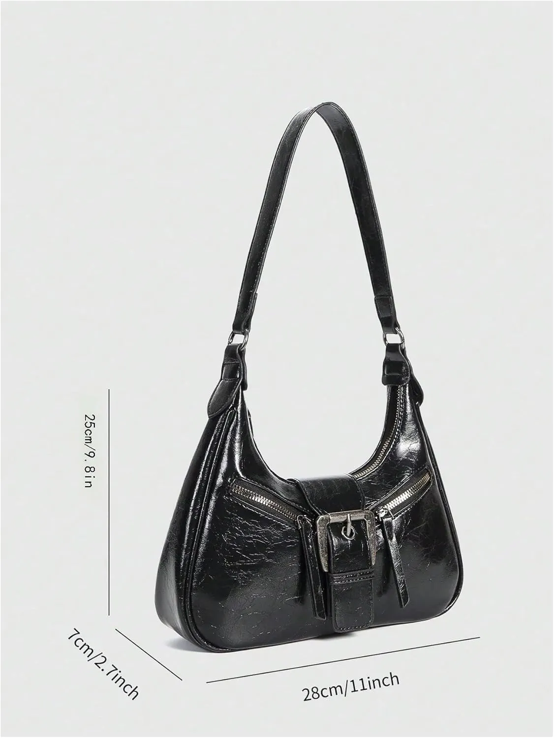Verdusa Women's Hobo PU Leather Clutch Shoulder Bags Buckle Zipper Vintage Handbags