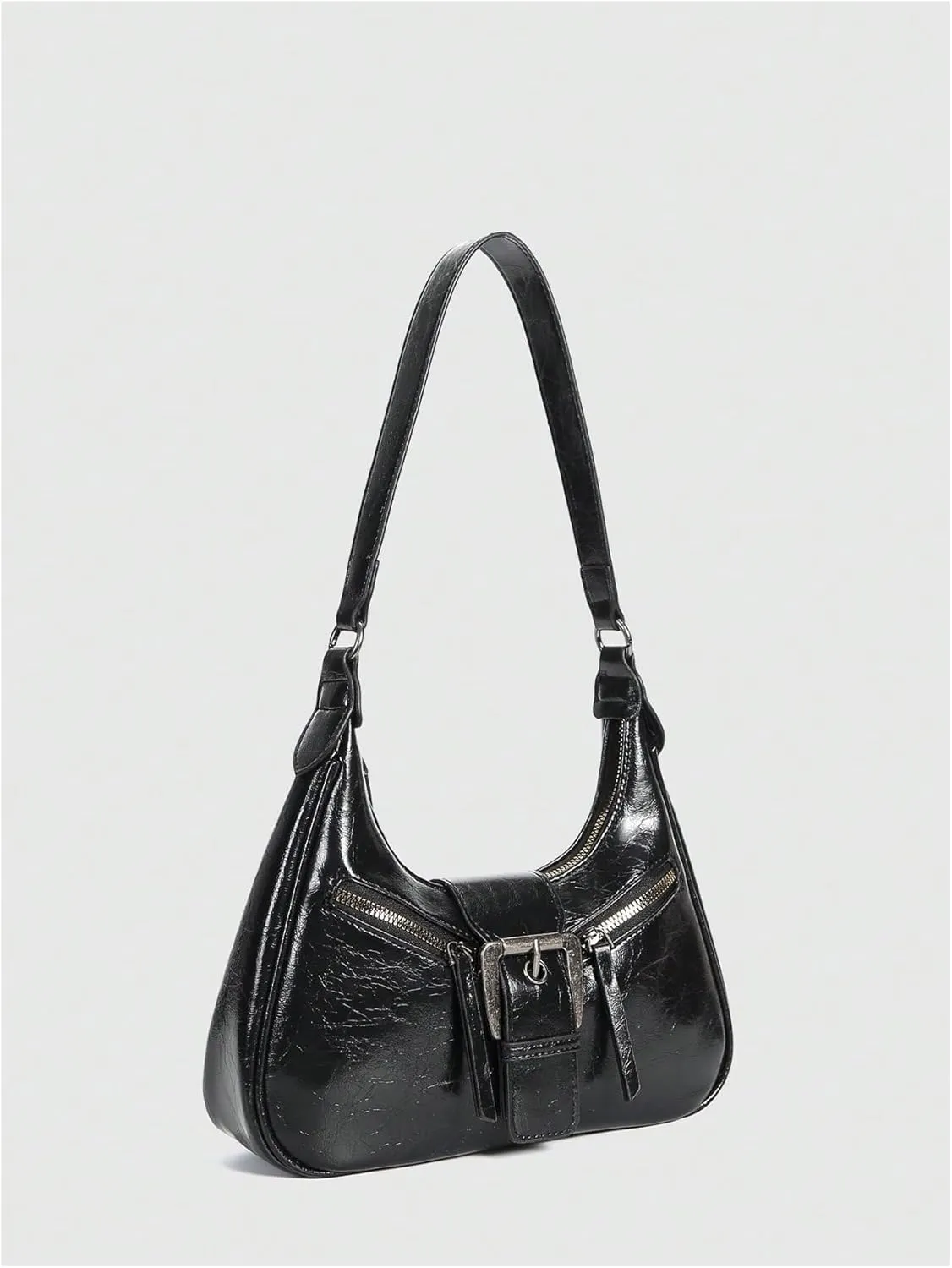 Verdusa Women's Hobo PU Leather Clutch Shoulder Bags Buckle Zipper Vintage Handbags