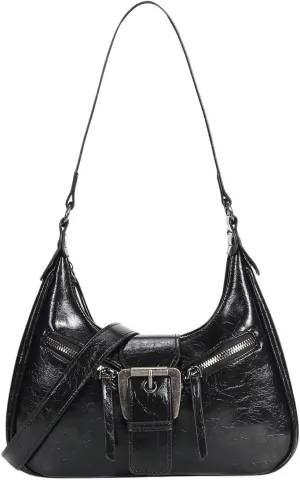 Verdusa Women's Hobo PU Leather Clutch Shoulder Bags Buckle Zipper Vintage Handbags