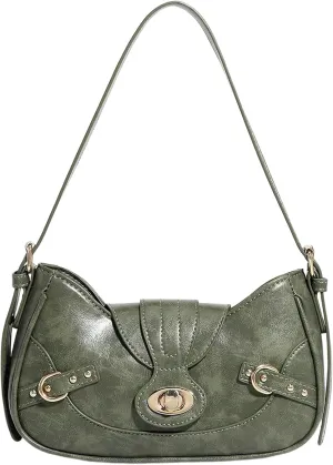 Verdusa Women's PU Leather Buckle Shoulder Handbags Vintage Top Handle Underarm Bags