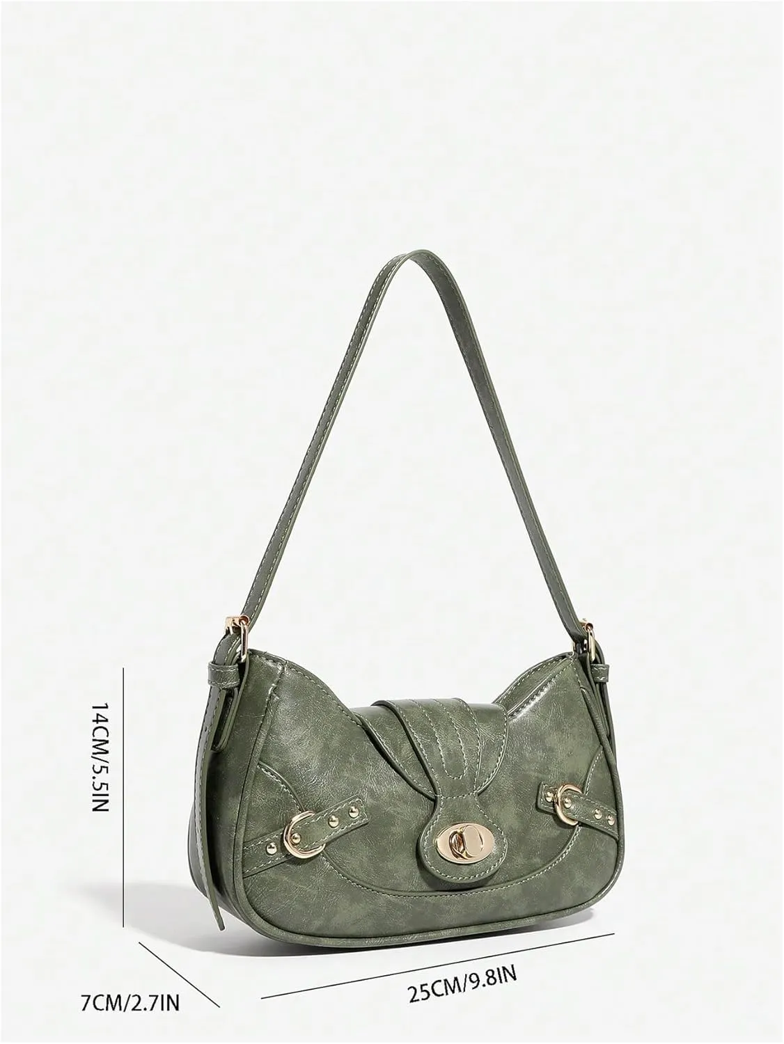 Verdusa Women's PU Leather Buckle Shoulder Handbags Vintage Top Handle Underarm Bags