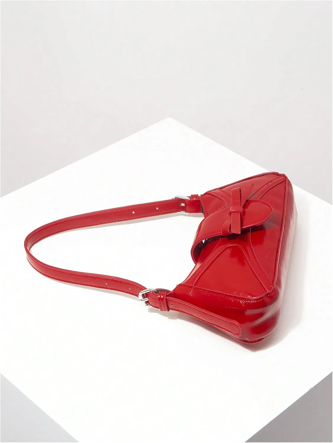 Verdusa Women's PU Leather Shoulder Bag Buckle Top Handle Underarm Bag Bow Vintage Handbags
