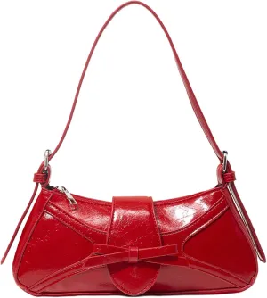 Verdusa Women's PU Leather Shoulder Bag Buckle Top Handle Underarm Bag Bow Vintage Handbags