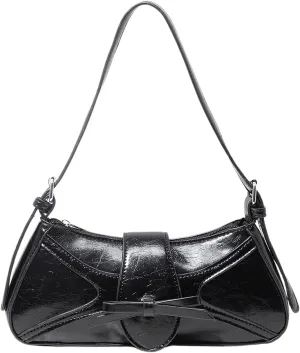 Verdusa Women's PU Leather Shoulder Bag Buckle Top Handle Underarm Bag Bow Vintage Handbags