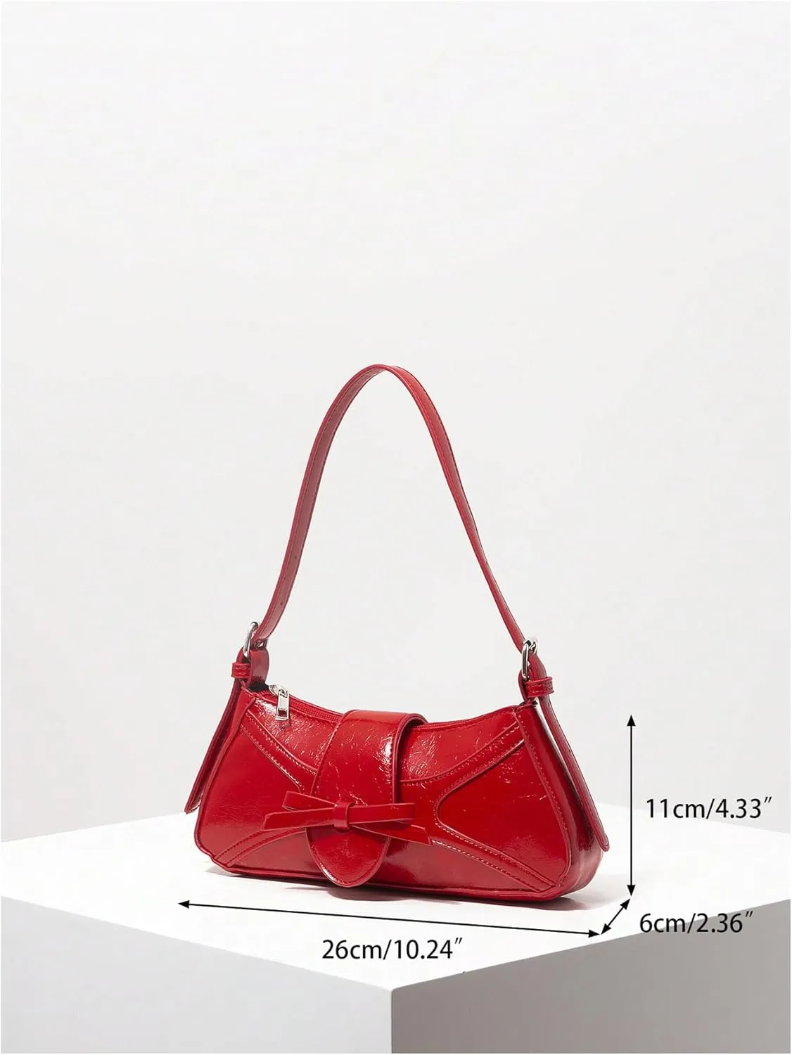 Verdusa Women's PU Leather Shoulder Bag Buckle Top Handle Underarm Bag Bow Vintage Handbags