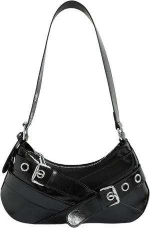 Verdusa Women's Shoulder Handbags Punk Leather Underarm Bag with Buckle