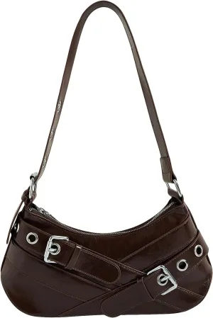 Verdusa Women's Shoulder Handbags Punk Leather Underarm Bag with Buckle