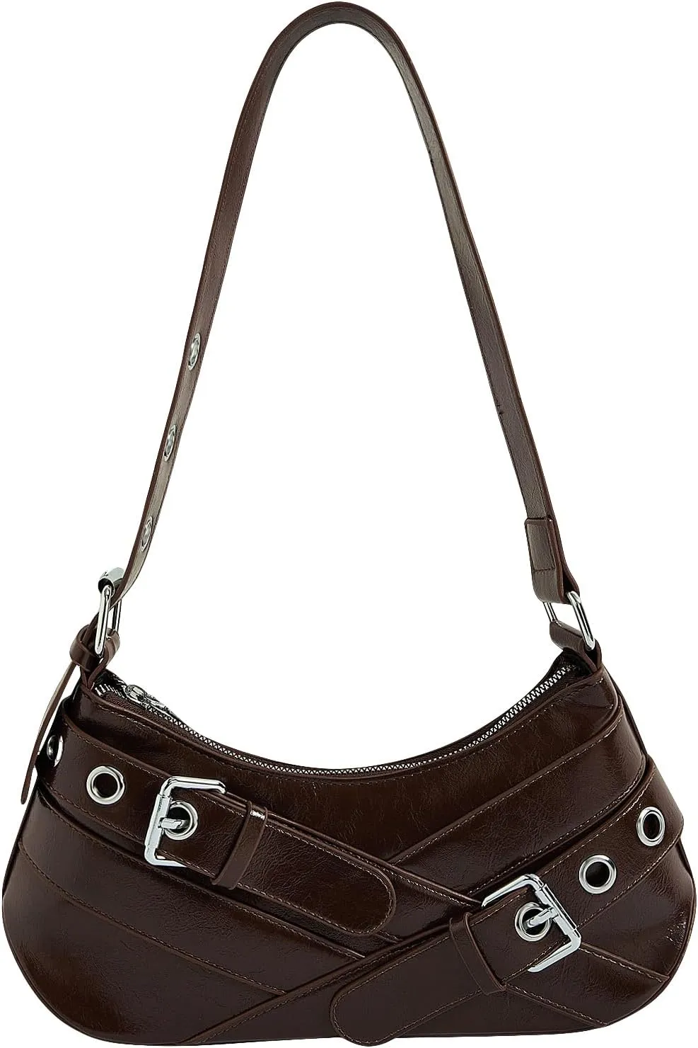 Verdusa Women's Shoulder Handbags Punk Leather Underarm Bag with Buckle