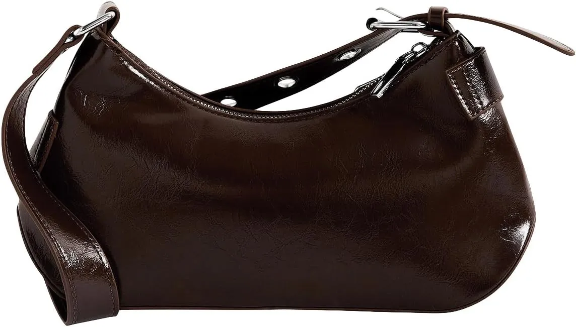 Verdusa Women's Shoulder Handbags Punk Leather Underarm Bag with Buckle