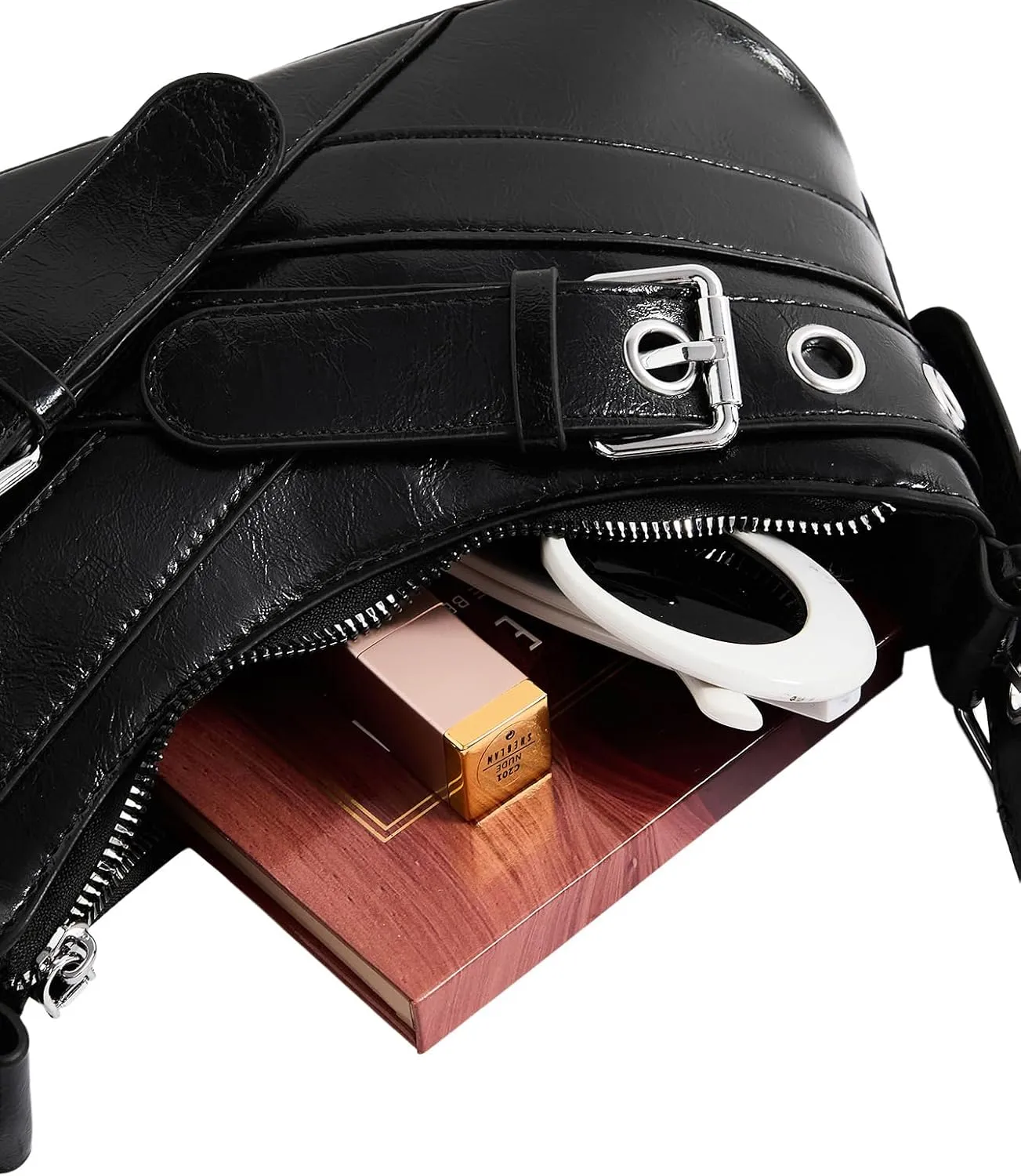Verdusa Women's Shoulder Handbags Punk Leather Underarm Bag with Buckle