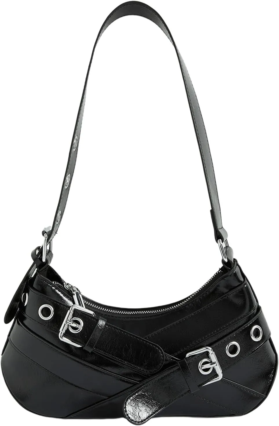 Verdusa Women's Shoulder Handbags Punk Leather Underarm Bag with Buckle