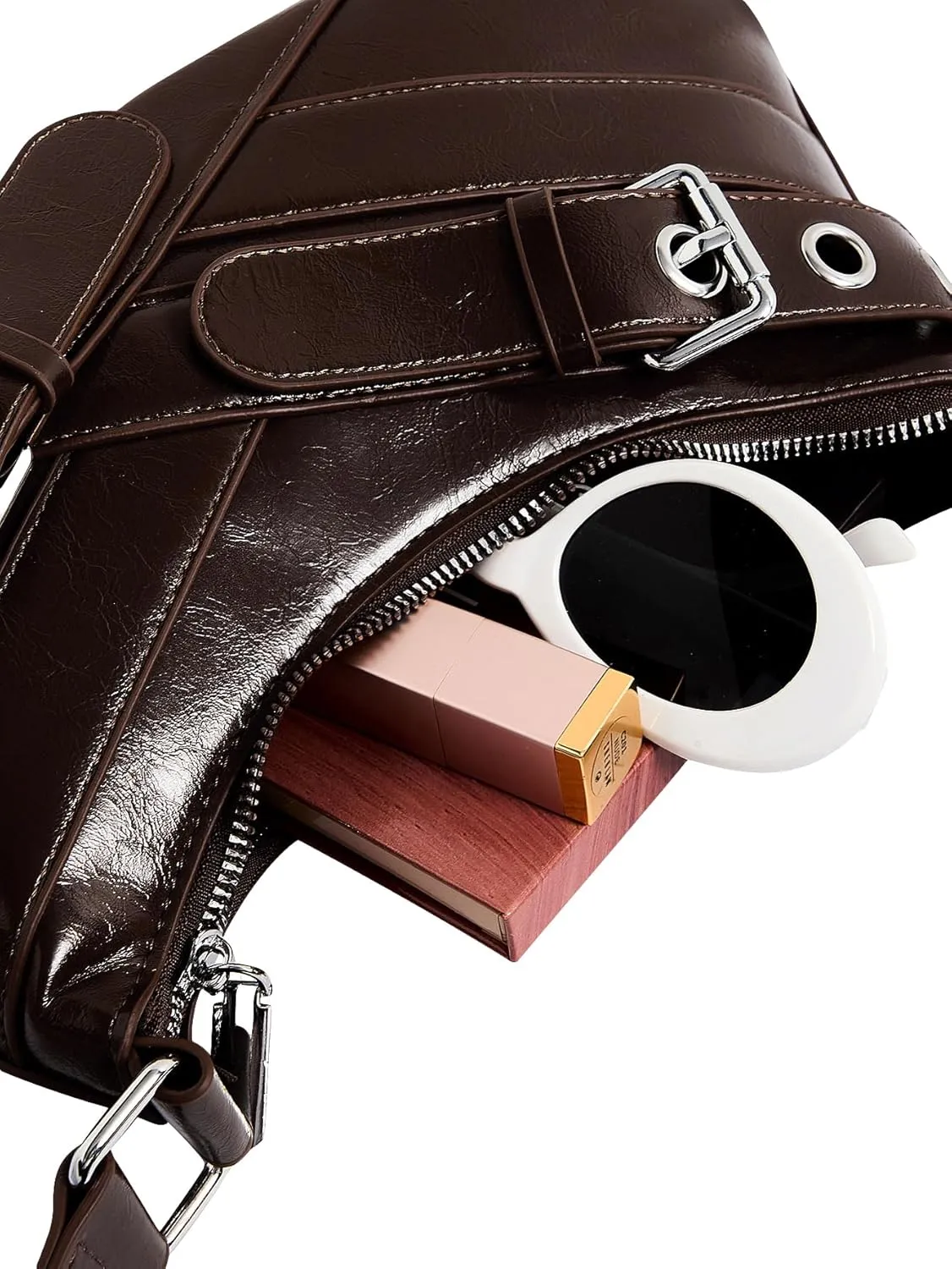 Verdusa Women's Shoulder Handbags Punk Leather Underarm Bag with Buckle