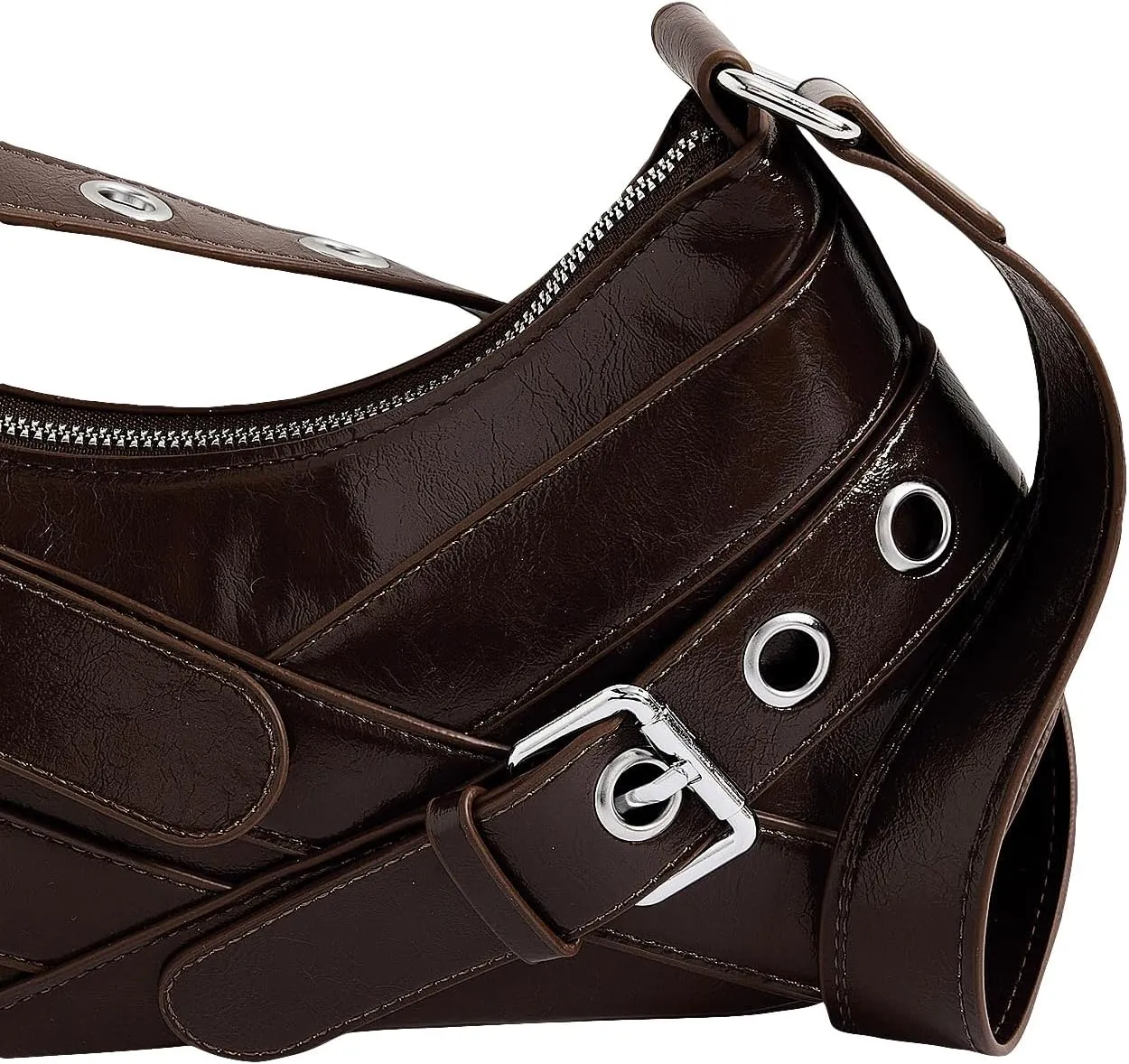 Verdusa Women's Shoulder Handbags Punk Leather Underarm Bag with Buckle