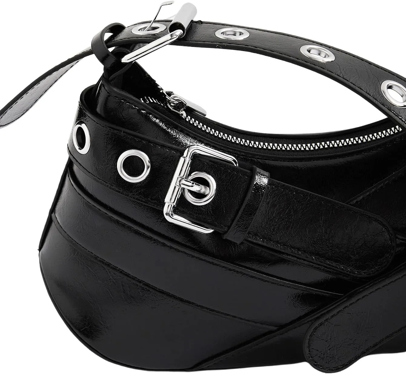 Verdusa Women's Shoulder Handbags Punk Leather Underarm Bag with Buckle